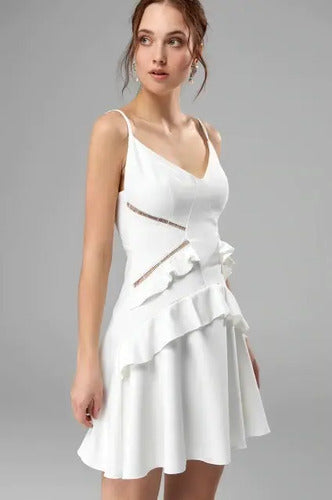 Vestido Fiesta Blanco Boda Matrimonio Corto Td 14 Blanco 40