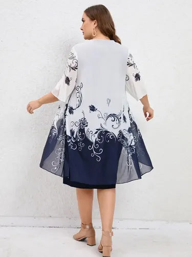 Vestido Fiesta Talla Grande Estampado Floral Vg 131