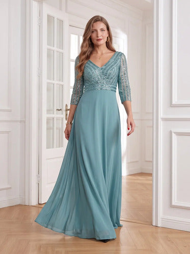 Vestido evasé largo al tobillo de gasa