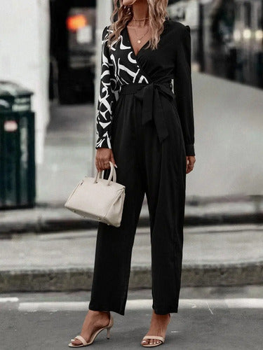 Entero Jumpsuit Mono Manga Larga Fiesta  El 130 Negro S