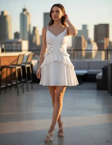 Vestido Fiesta Blanco Boda Matrimonio Corto Td 14 Blanco 40