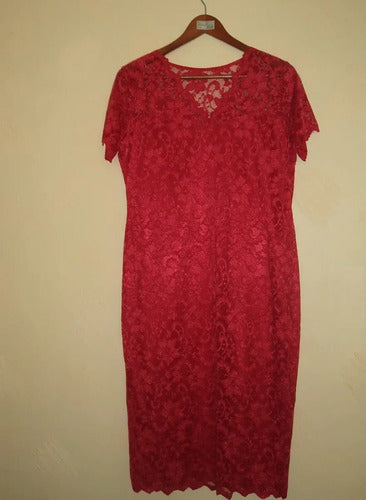 Vestido Rojo De Encajes Modelo Ve 49 Rojo Xl