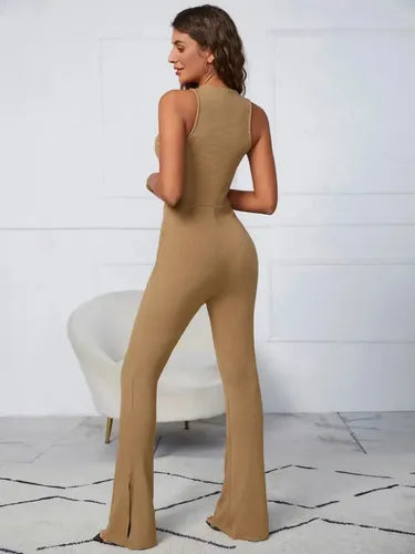Entero Jumpsuit Mono Mameluco Canalé El 108 Marrón S