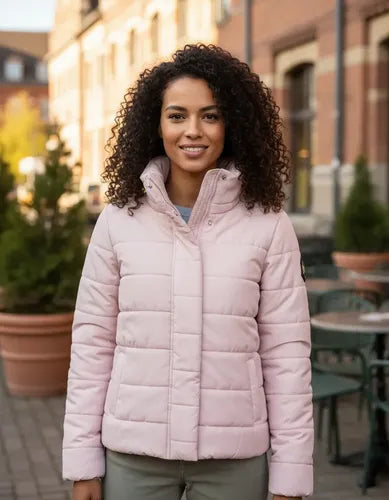 Parka Mujer Rosada Cuello Alto Rosa M