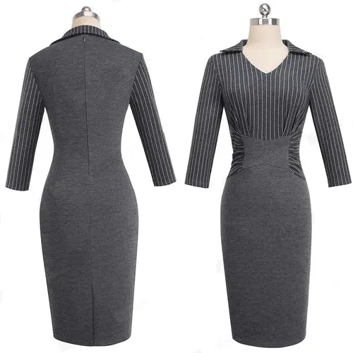 Vestido Formal Oficina Coctel Gris Va 367