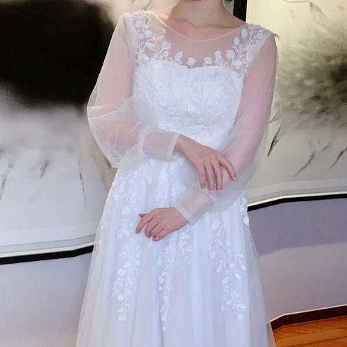 Vestido De Novia Floral Lentejuelas Nf 08