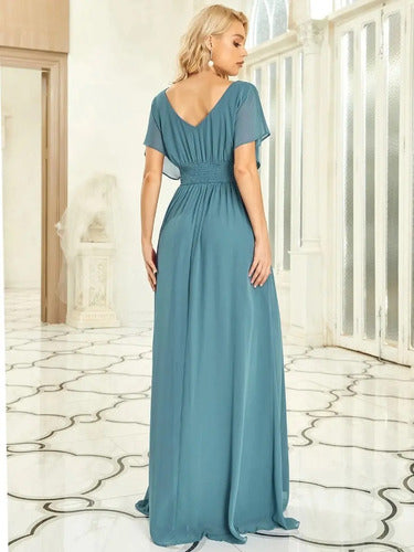 Vestido Fiesta Largo Gasa  Manga  Ep 189c