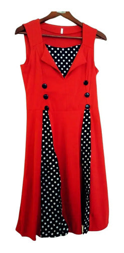 Vestido Vintage Pin Up Rojo Burdeo Va 407