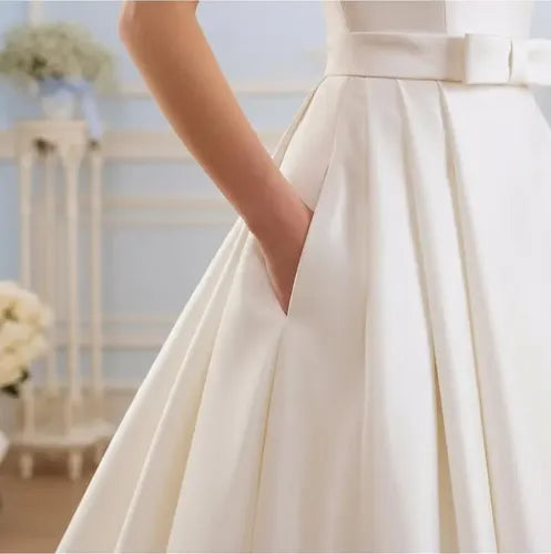 Vestido De Novia Corte A Strapless Con Bolsillos Nz 01