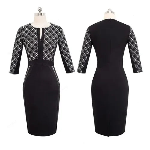 Vestido Negro Oficina Cóctel Formal Va 152a