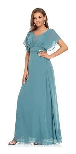 Vestido Fiesta Largo Gasa  Manga  Ep 189c