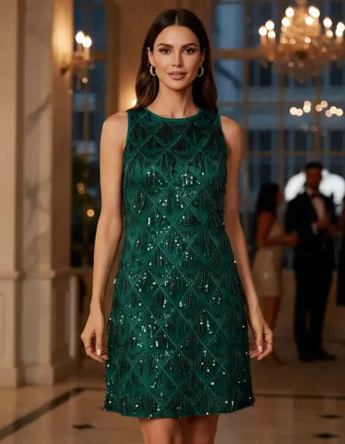 Vestido Delpilar Mujer Corto Lentejuelas Fiesta