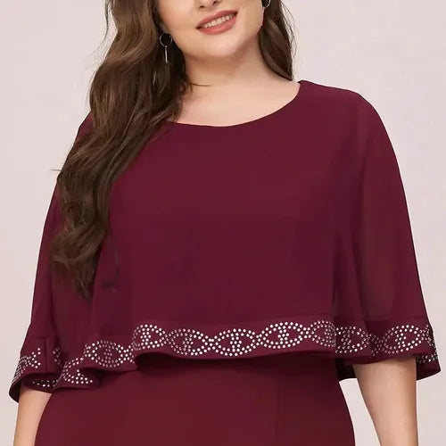Vestido Talla Grande Burdeo Vg 75