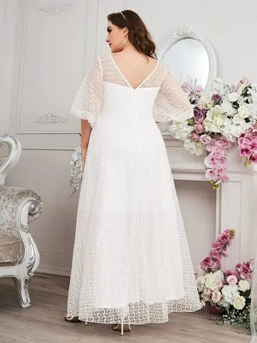 Vestido Novia Boda Manga Farol Talla Grande Curvy Ns 14