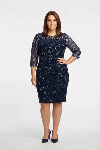 Vestido midi multicolor lentejuelas talla grande