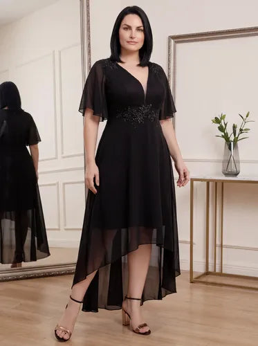 Vestido de Fiesta Manga Corta Talla Grande