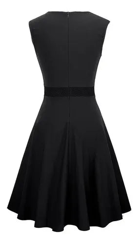 Vestido Coctel Oficina  Negro Modelo Va 413 Negro M