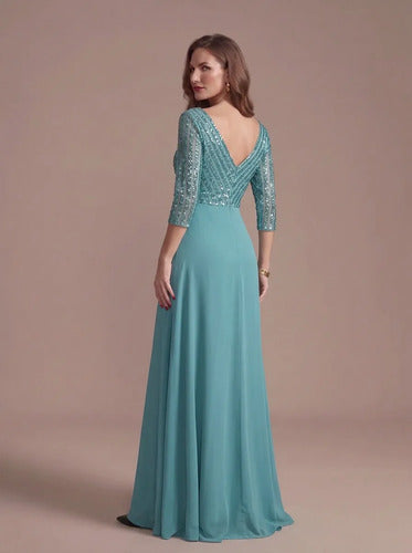 Vestido evasé largo al tobillo de gasa