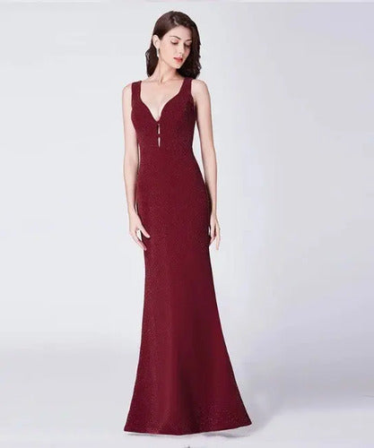 Vestido Fiesta Sirena Burdeo Graduación  Ep 122 Rojo 8