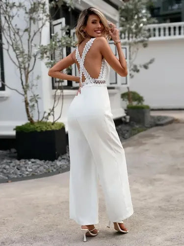 Entero Jumpsuit Mono Fiesta Novia Forrado  El 114 Blanco Xs