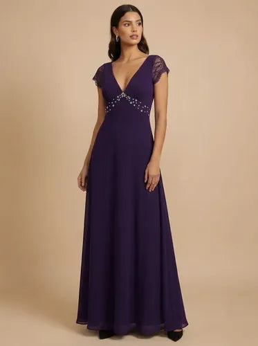 Vestido largo gasa hombros descubiertos