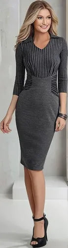 Vestido Formal Oficina Coctel Gris Va 367