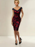 Vestido Negro Con Rojo Ajustado Va 312