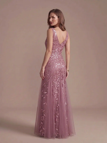 Vestido maxi corte sirena escote V