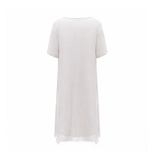 Vestido Blanco Flor Roja  Vd 50 Blanco L