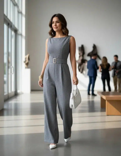 Jumpsuit Largo Gris Jaspeado - vista 42