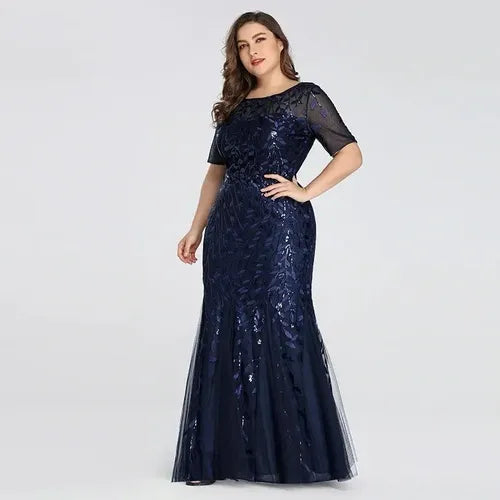 Vestido Fiesta Largo Lentejuelas Manguita Talla Ep 131