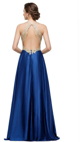 Vestido largo de fiesta en satín halter