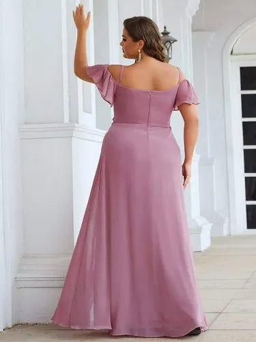 Vestido Fiesta Largo Talla Grande Hombros Descubierto Ep 198
