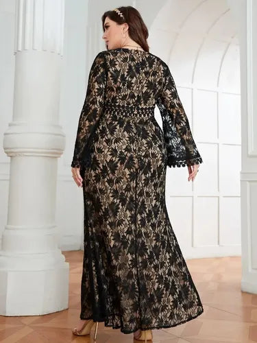 Vestido Fiesta Largo Matrimonio Talla Grande Ep 429 Negro 3xl