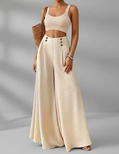 Pantalon Mujer Cintura Alta Pierna Ancha Pt 18