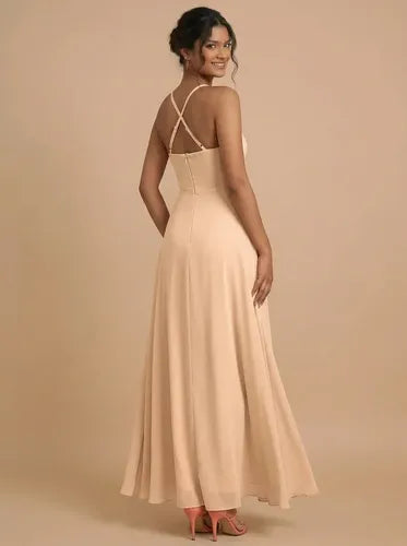 Vestido largo con escote V para dama de honor
