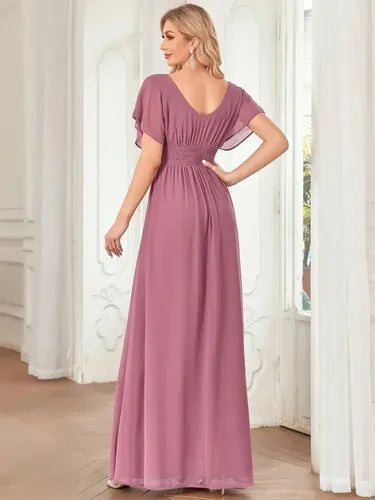 Vestido Fiesta Largo Gasa  Manga  Ep 189c