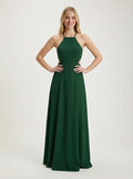 Vestido largo verde halter espalda abierta