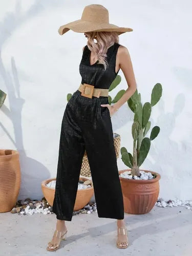Entero Jumpsuit Mono Negro Con Cinturón El 147 Negro M