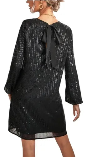 Vestido Negro Fiesta Lentejuelas