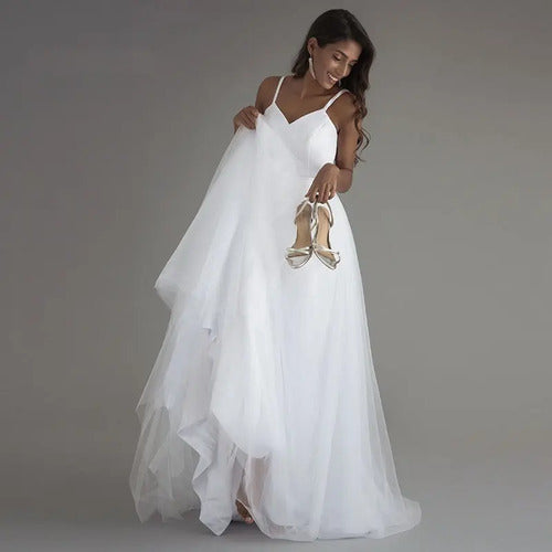Vestido De Novia Playa Encaje Y Tul Ns 03