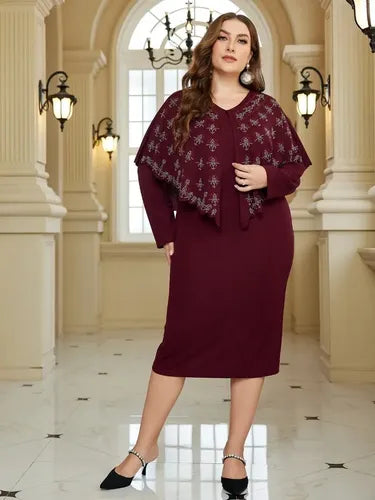 Vestido Talla Grande Fiesta Manga Larga Vg 127