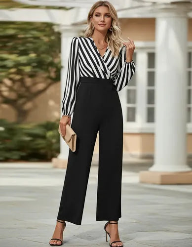 Entero Jumpsuit Mono Escote Cruzado Fiesta  El 191 Negro M
