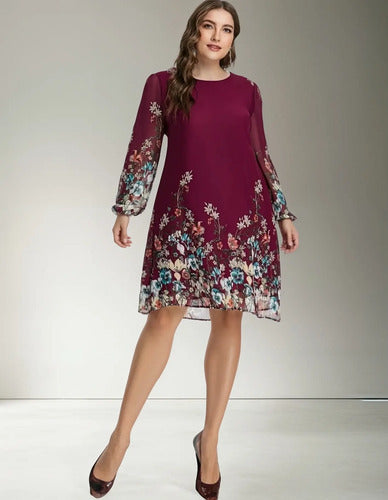 Vestido Negro Gasa Talla Grande Vg 46