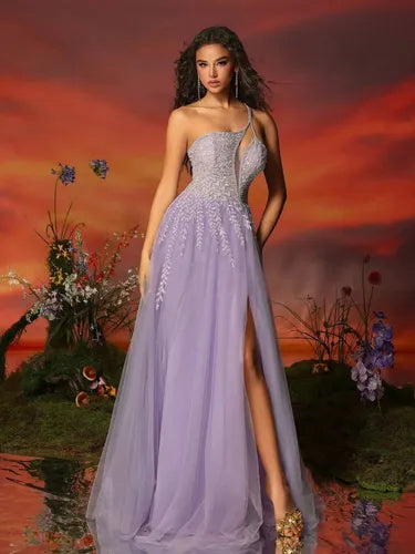 Vestido Fiesta Lentejuelas Graduación Ep 415 Lila S