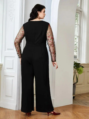 Entero Jumpsuit Talla Grande Sin Cinturón Vg 119 Negro 3xl
