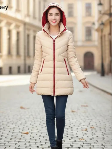 Parka Color Crema Larga Mujer Crema S