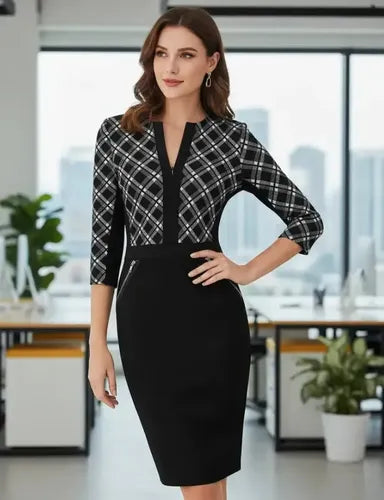 Vestido Negro Oficina Cóctel Formal Va 152a