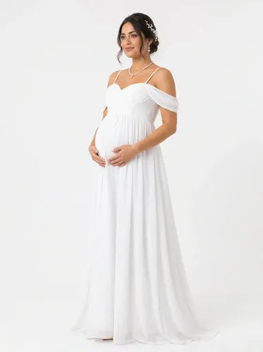 Vestido de novia maternal premamá escote corazón