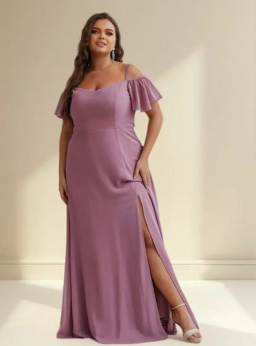 Vestido Fiesta Largo Talla Grande Hombros Descubierto Ep 198